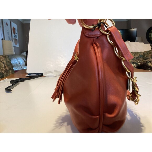 great american leatherworks purse orange/rust w/tassel zipper - Picture 4 of 8